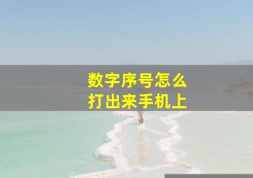 数字序号怎么打出来手机上