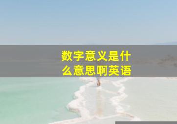 数字意义是什么意思啊英语