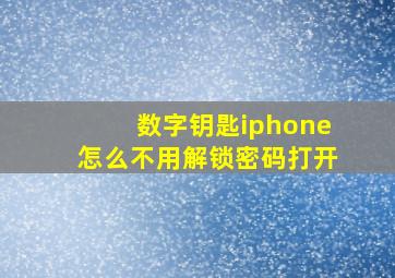 数字钥匙iphone怎么不用解锁密码打开