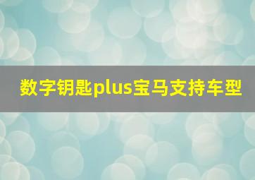 数字钥匙plus宝马支持车型