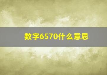 数字6570什么意思