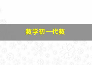 数学初一代数