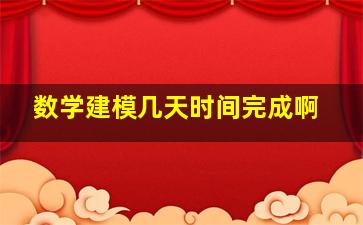 数学建模几天时间完成啊