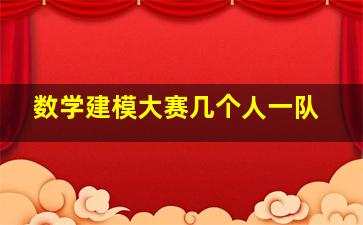 数学建模大赛几个人一队