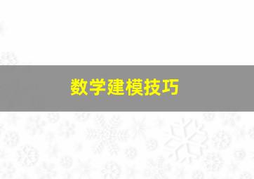 数学建模技巧