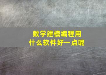 数学建模编程用什么软件好一点呢