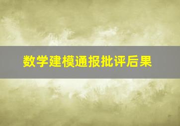 数学建模通报批评后果