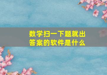 数学扫一下题就出答案的软件是什么