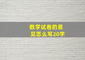 数学试卷的意见怎么写20字