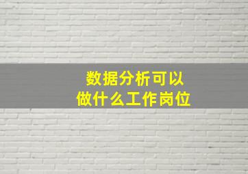 数据分析可以做什么工作岗位