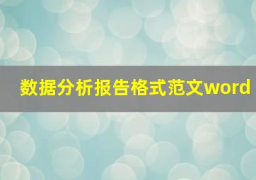 数据分析报告格式范文word