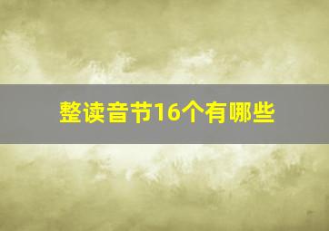 整读音节16个有哪些