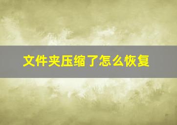 文件夹压缩了怎么恢复