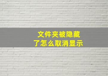 文件夹被隐藏了怎么取消显示