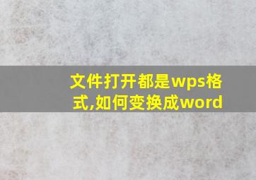 文件打开都是wps格式,如何变换成word