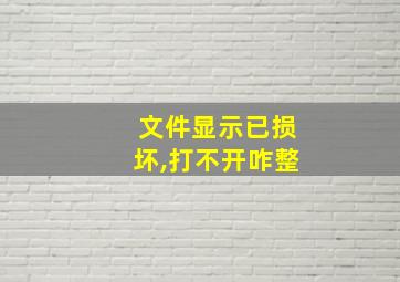 文件显示已损坏,打不开咋整