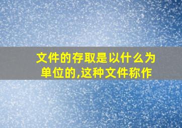 文件的存取是以什么为单位的,这种文件称作