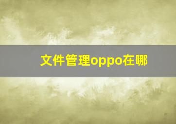 文件管理oppo在哪