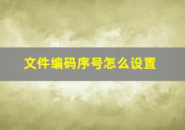 文件编码序号怎么设置