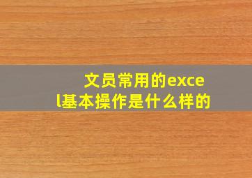 文员常用的excel基本操作是什么样的