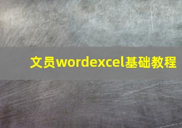 文员wordexcel基础教程