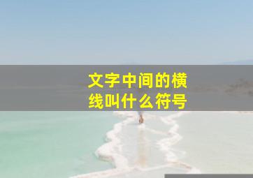 文字中间的横线叫什么符号