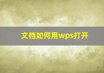 文档如何用wps打开