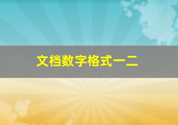 文档数字格式一二