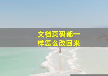 文档页码都一样怎么改回来