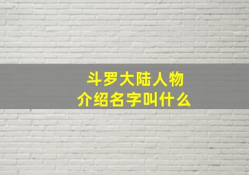 斗罗大陆人物介绍名字叫什么