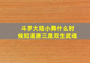 斗罗大陆小舞什么时候知道唐三是双生武魂