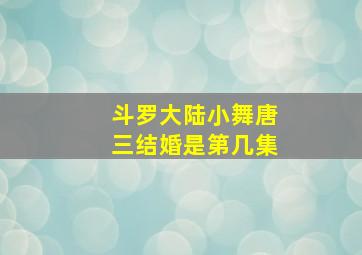 斗罗大陆小舞唐三结婚是第几集