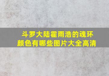 斗罗大陆霍雨浩的魂环颜色有哪些图片大全高清