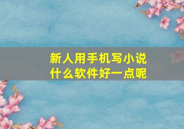 新人用手机写小说什么软件好一点呢