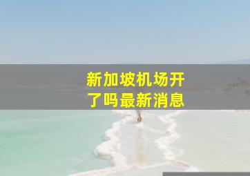 新加坡机场开了吗最新消息