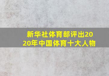 新华社体育部评出2020年中国体育十大人物