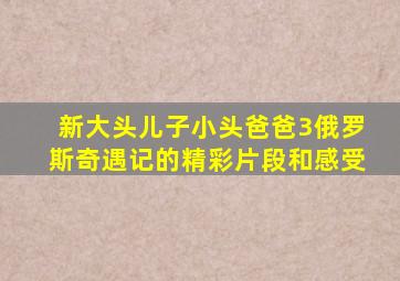 新大头儿子小头爸爸3俄罗斯奇遇记的精彩片段和感受