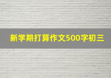 新学期打算作文500字初三