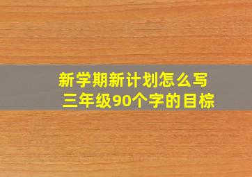 新学期新计划怎么写三年级90个字的目棕