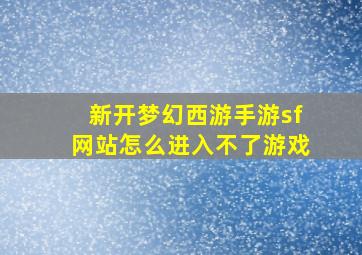 新开梦幻西游手游sf网站怎么进入不了游戏