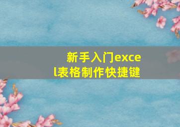 新手入门excel表格制作快捷键