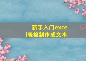 新手入门excel表格制作成文本