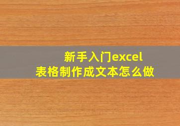 新手入门excel表格制作成文本怎么做