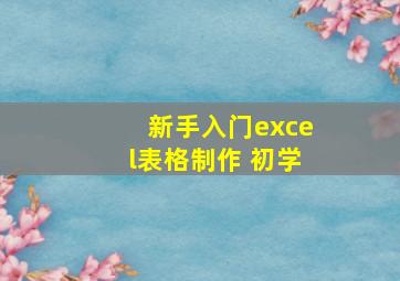 新手入门excel表格制作 初学