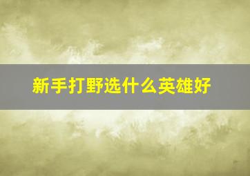 新手打野选什么英雄好