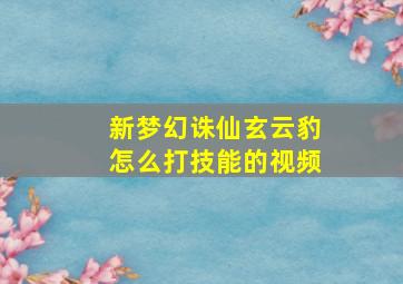 新梦幻诛仙玄云豹怎么打技能的视频