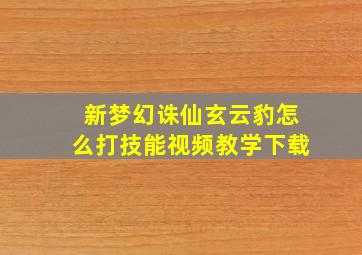 新梦幻诛仙玄云豹怎么打技能视频教学下载