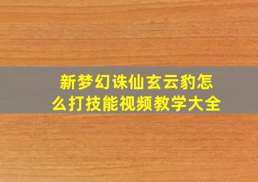 新梦幻诛仙玄云豹怎么打技能视频教学大全