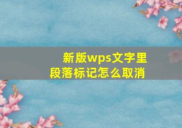 新版wps文字里段落标记怎么取消