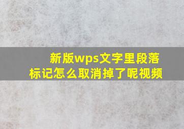 新版wps文字里段落标记怎么取消掉了呢视频